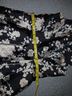 Black Floral Satin Dress with Cream Blossoms